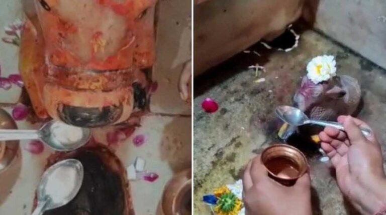 शिव नंदी महाराज की मूर्ति पी रहीे दूध भक्तों की उमड़ी भीड़
