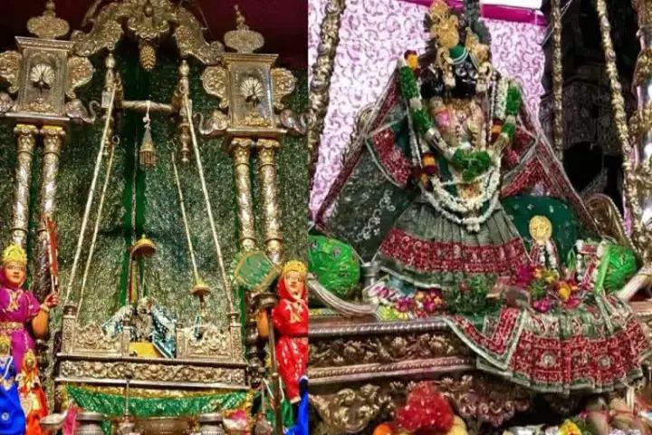 ठाकुर बांके बिहारी जी अद्भुत झूले में विराजमान