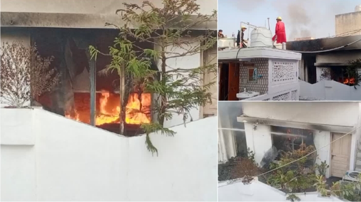 गैस सिलेंडर व एसी का कंप्रेसर फटने से घर में लगी आग, तीन लोग गंभीर रूप से झुलसे