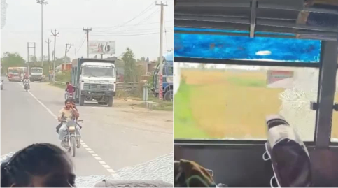 गदरपुर-केलाखेड़ा हाईवे पर चलती रोडवेज बस पर अज्ञात युवकों ने किया पथराव