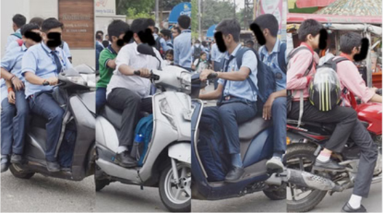 नाबलिग छात्र-छात्राऐं स्कूटर के हैंडल थामे सड़कों पर भर रहे रफ्तार, शौक कहीं मुसीबत का सबब न बन जायें